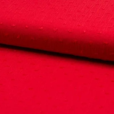 Tissu Plumetis Crépon de viscose Rouge - Par 10 cm