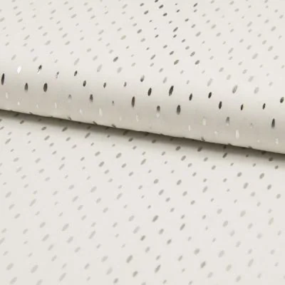 Tissu Viscose  Gouttes métallisées argentées Ecru - Par 10 cm
