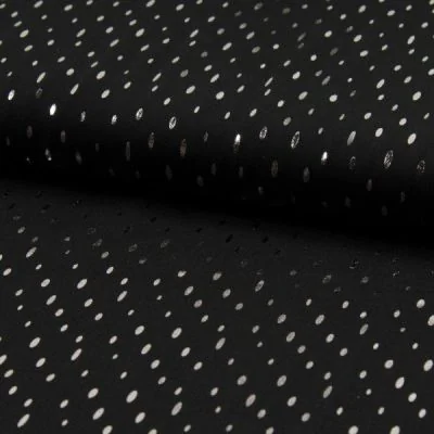 Tissu Viscose  Gouttes métallisées argentées Noir - Par 10 cm