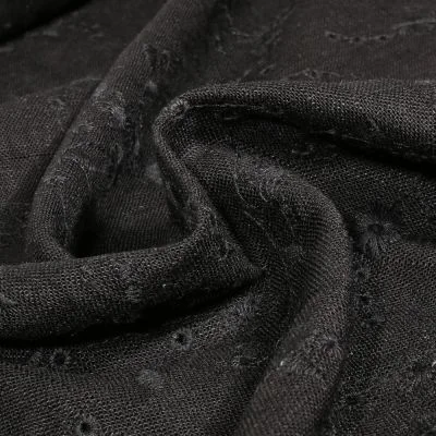 Tissu Lin Viscose Enora sur fond Noir - Par 10 cm