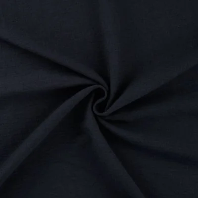 Tissu Polyester aspect Lin uni Bleu marine - Par 10 cm