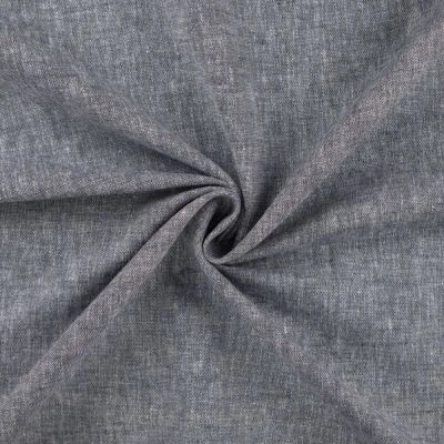 Tissu Lin Coton Chiné Bleu jean - Par 10 cm