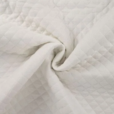 Tissu Double gaze Matelassée envers Coton uni Blanc - Par 10 cm