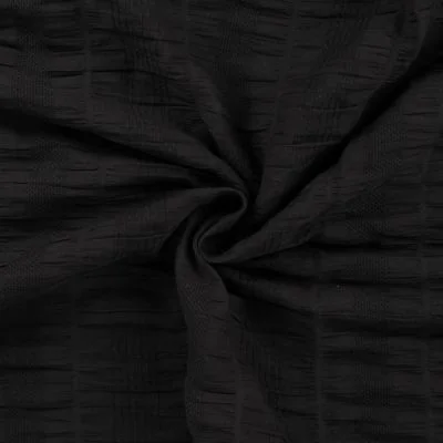 Tissu Coton Smocké uni Noir - Par 10 cm