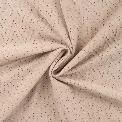 Tissu Coton brodé ajouré Leisa uni Beige - Par 10 cm