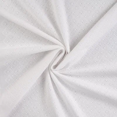 Tissu Coton brodé ajouré Lois uni Blanc - Par 10 cm