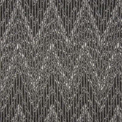 Tissu Jersey Jacquard  Zig Zag sur fond Gris - Par 10 cm