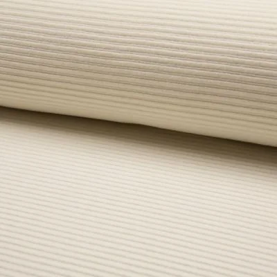 Tissu Jersey Côtelé Aspect Velours Ecru - Par 10 cm
