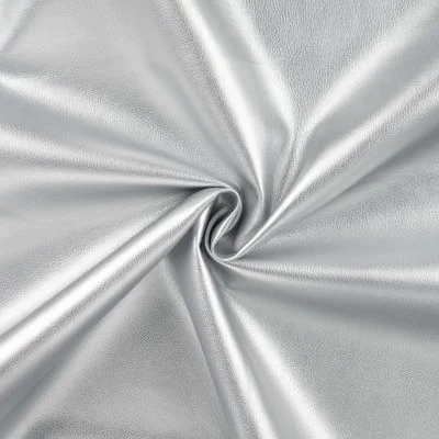 Tissu Simili cuir d&#039;habillement uni Argent - Par 10 cm