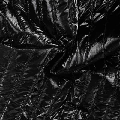 Tissu Doudoune matelassé brillant Karla réversible  Noir - Par 10 cm