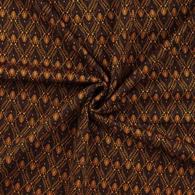Tissu Milano imprimé Motifs cognac sur fond Noir - Par 10 cm