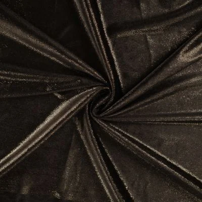 Tissu Velours Lurex or sur fond Noir - Par 10 cm