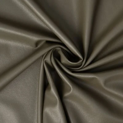 Tissu Simili cuir souple envers velours ras uni Vert kaki foncé - Par 10 cm