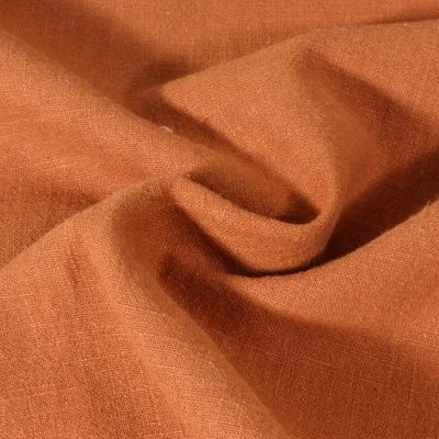 Tissu 100% Lin uni Brique - Par 10 cm
