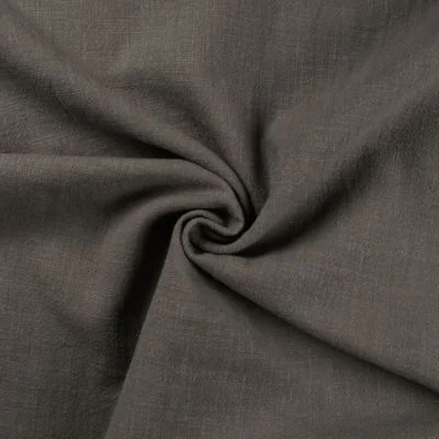 Tissu 100% Lin uni Gris anthracite - Par 10 cm