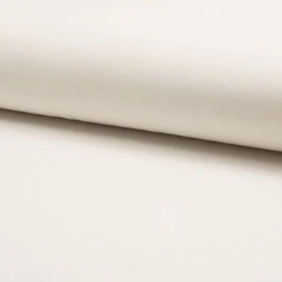 Tissu Jersey Piqué de coton spécial Polo Blanc cassé - Par 10 cm