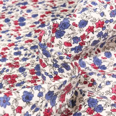 Tissu Coton enduit Léonie lavande sur fond Blanc cassé - Par 10 cm