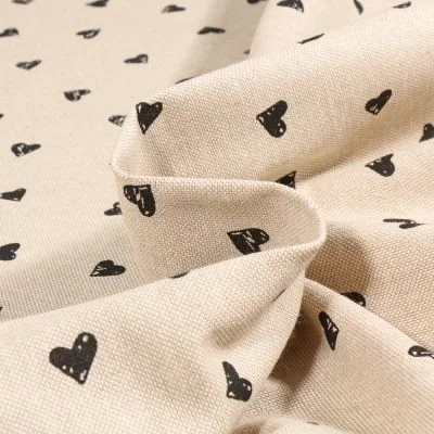 Tissu Toile de Coton Grafficoeurs noir sur fond Naturel - Par 10 cm