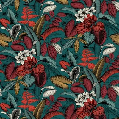 Tissu Toile de Coton Cabosse sur fond Vert canard - Par 10 cm