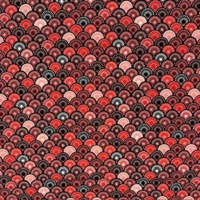 Tissu Coton imprimé Suri sur fond Rouge - Par 10 cm