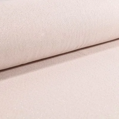 Tissu Toile Polycoton Lurex uni Cubex argent fond ecru - Par 10 cm
