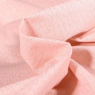  Tissu Toile de coton Enduit Lurex uni Cubex Rose bébé - Par 10 cm