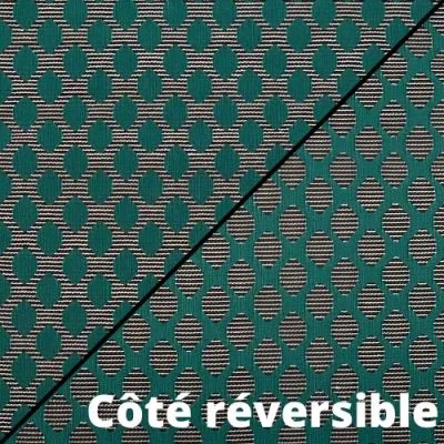 Tissu Jacquard Pois verts sur fond Blanc - Par 10 cm