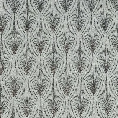 Tissu Jacquard réversible Comète Argent sur fond Blanc - Par 10 cm