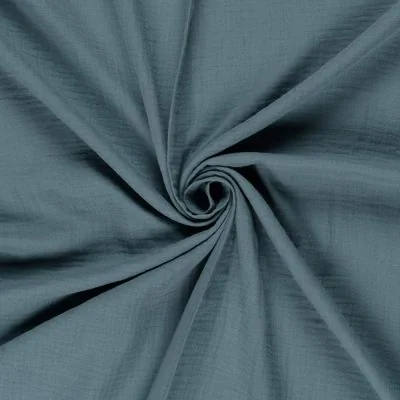Tissu Double gaze uni Opus sur fond Bleu pétrole - Par 10 cm