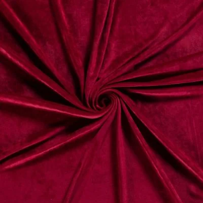 Tissu Velours d&#039;ameublement extensible Alcéa uni Rouge - Par 10 cm