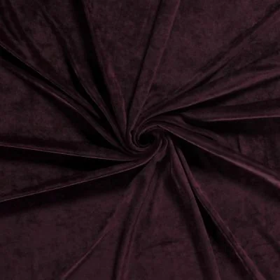 Tissu Velours d&#039;ameublement extensible Alcéa uni Bordeaux - Par 10 cm