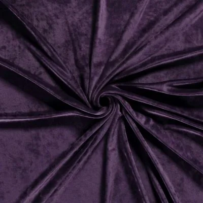 Tissu Velours d&#039;ameublement extensible Acéa uni Pourpre - Par 10 cm
