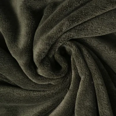 Tissu Doudou Nuvola uni Vert kaki - Par 10 cm