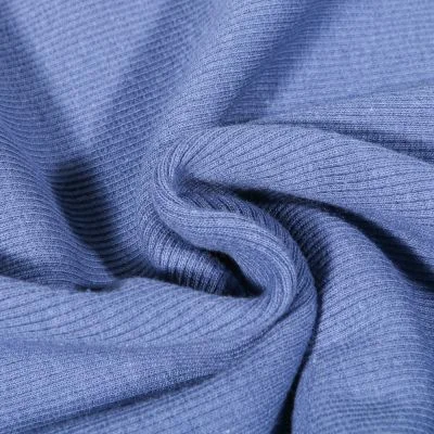 Tissu Bord côte uni Bleu lavande - Par 10 cm