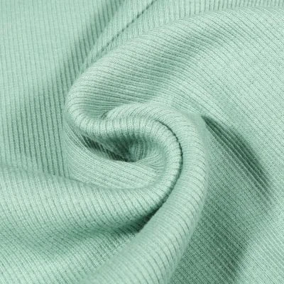 Tissu Bord côte uni Vert menthe clair - Par 10 cm