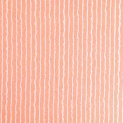 Tissu Crépon Viscose Rayures Blanches sur fond Rose saumon - Par 10 cm