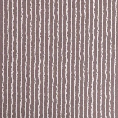 Tissu Crépon Viscose Rayures Blanches sur fond Taupe - Par 10 cm