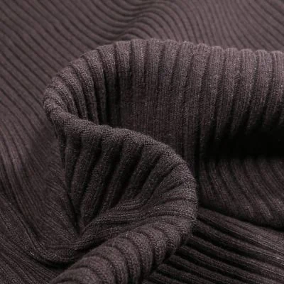 Tissu Bord côte Côtelé uni épais 3/3 Noir - Par 10 cm