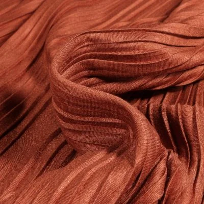 Tissu Maille Plissé uni Rouille - Par 10 cm