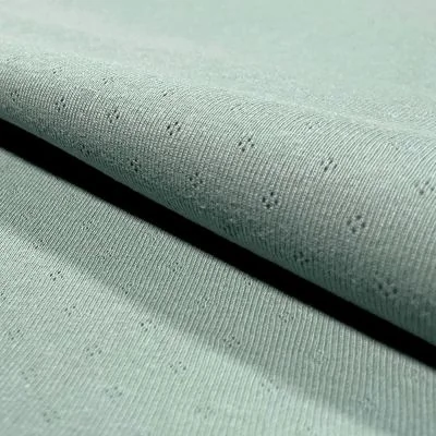 Tissu Jersey Coton ajouré Baby Vert d&#039;eau - Par 10 cm