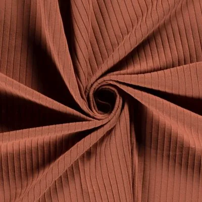 Tissu Jersey Bord Côte Baby uni Terracotta - Par 10 cm