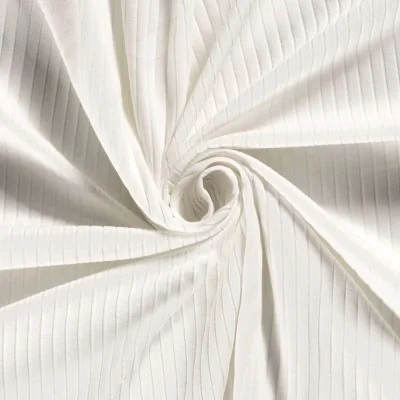 Tissu Jersey Bord Côte Baby uni Blanc cassé - Par 10 cm