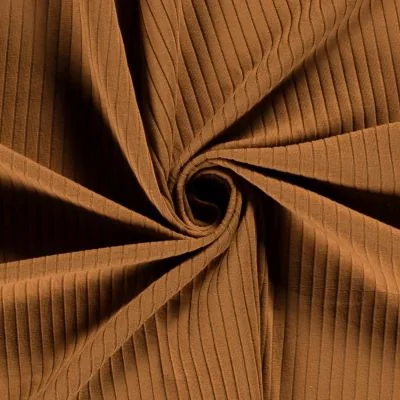 Tissu Jersey Bord Côte Baby uni Caramel - Par 10 cm
