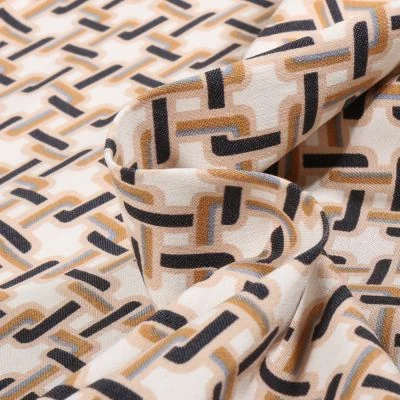 Tissu Bengaline Chains sur fond Ecru - Par 10 cm
