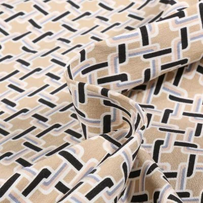 Tissu Bengaline Chains sur fond Beige - Par 10 cm