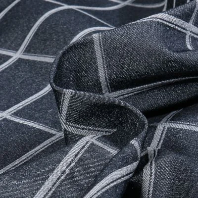 Tissu Bengaline jacquard Lexi sur fond Bleu denim - Par 10 cm