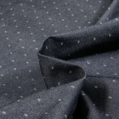 Tissu Bengaline Dots sur fond Bleu marine - Par 10 cm