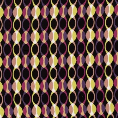 Tissu Viscose Twill Glenn sur fond Noir - Par 10 cm