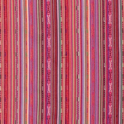 Tissu Jacquard Mexicain Rayé sur fond Rose fuchsia - Par 10 cm