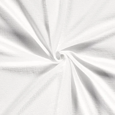 Tissu Double gaze Plumetis uni Blanc pur - Par 10 cm